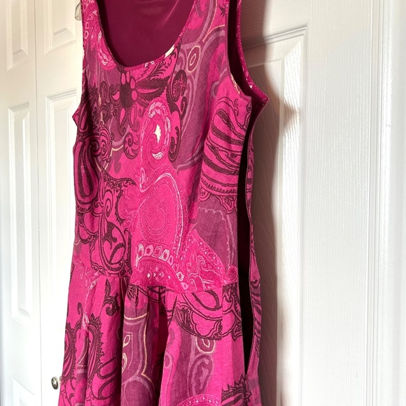 Lafayette 148 100% Linen Bubble Hem No Sleeve Dress Paisley Print Size 14 - Picture 6 of 15